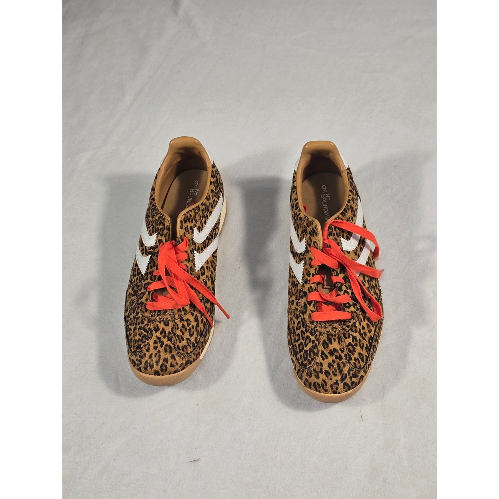 No Boundaries Womens Leopard Print Sneakers Size 9 Orange Laces Low Top Shoes